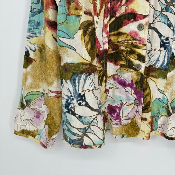 Chicos Jacket Womens MEDIUM Linen Lightweight Summer Spring Travel Boho Travel - Picture 3 of 10